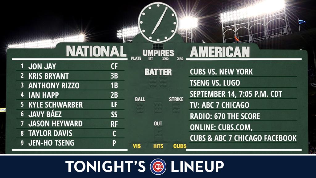 Here is tonights Winning Chicago Cubs Lineup iamCubsessed