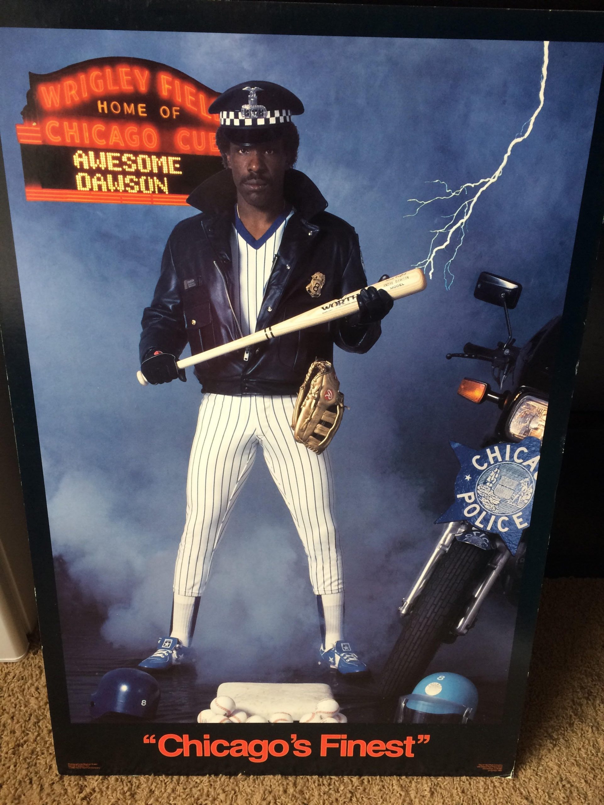 Andre Dawson The Hawk Chicago Cubs Vintage MLB Action Poster